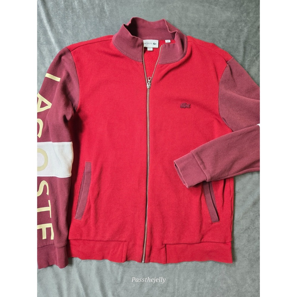 Lacoste Jacket Mens Medium Colorblock Spellout Patchwork Crocodile Y2K Full Zip‎